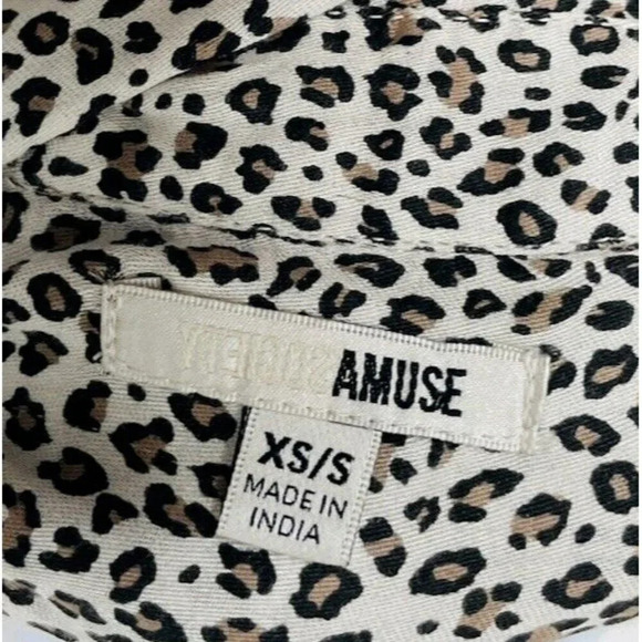 Amuse Society Maxi Dress XS/S Leopard Print Side Slit Button Up Breathable Boho - Picture 6 of 11